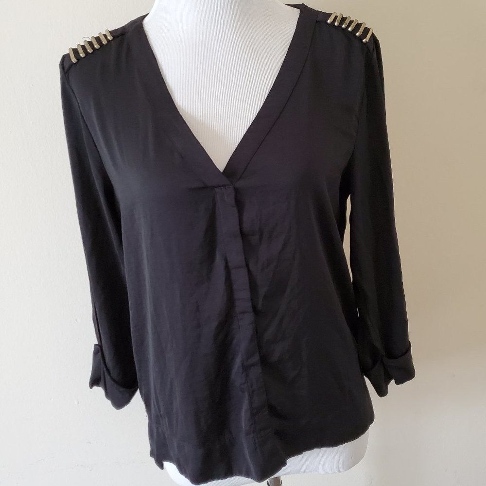 H&M Black Hi Lo Satin Tunic Shirt Top
